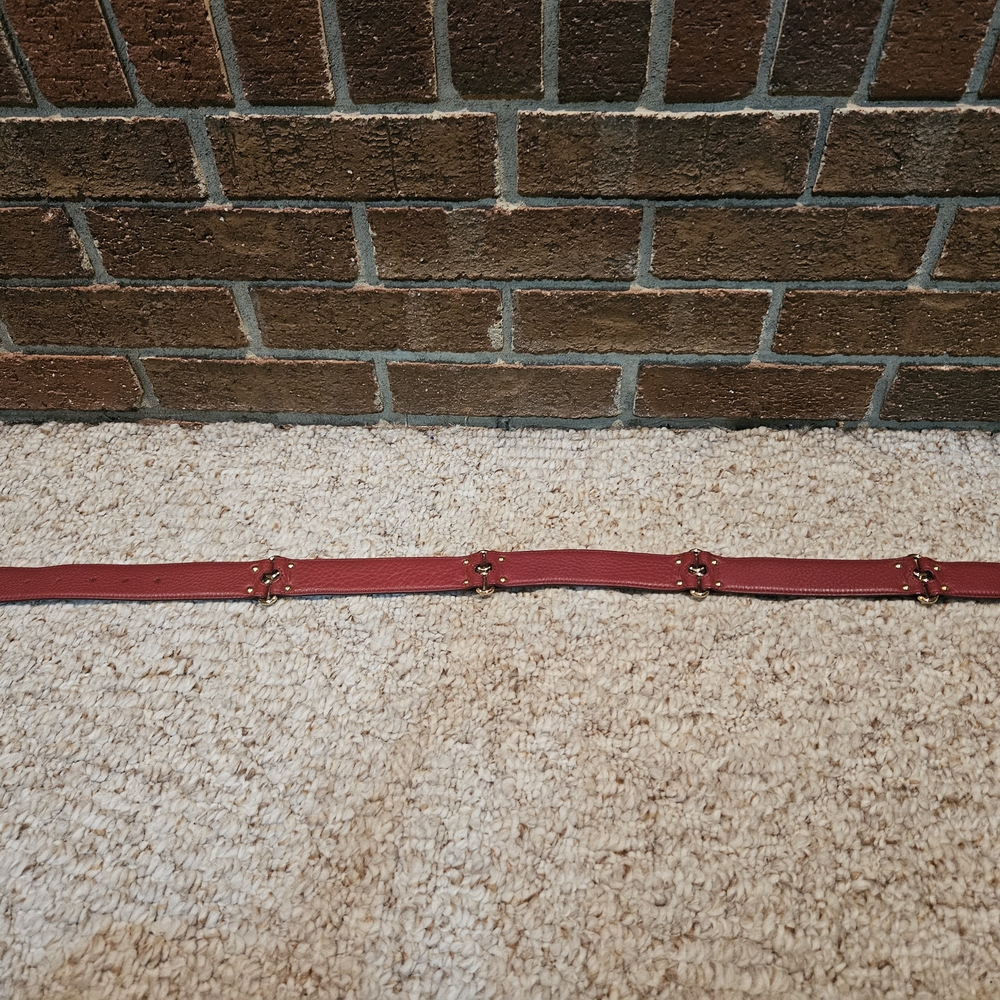 Red Leather Belt with Gold Buckles